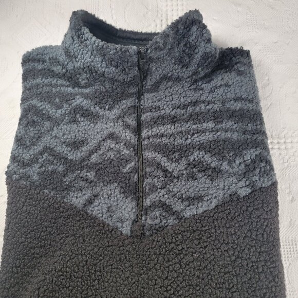 Reebok Core 10 Hoodie drop shoulder dolman half zip pockets sherpa grey blk 2XL - Picture 12 of 16